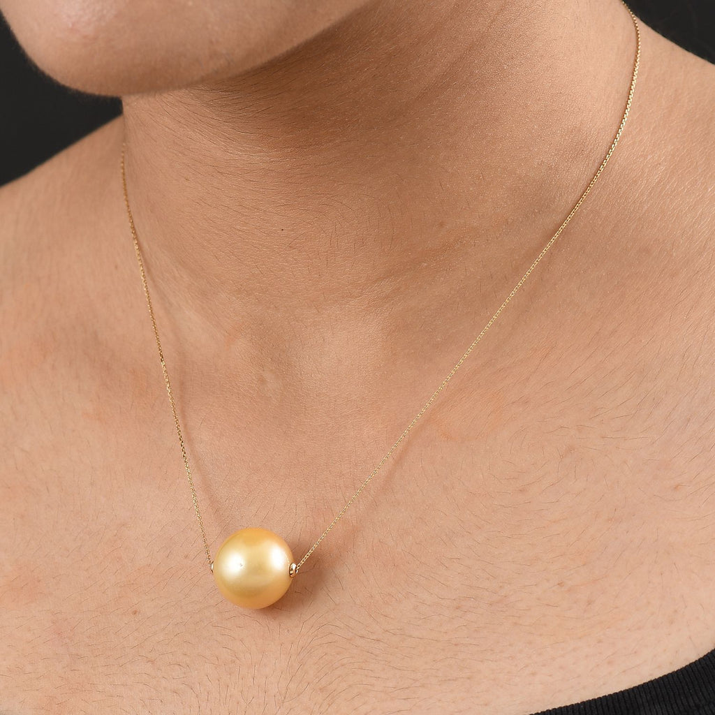 AAA Goldene Südsee Perle (16-17 mm) Halskette ca. 50 cm 750 Gelb Gold