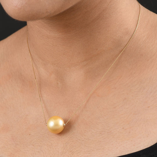 AAA Goldene Südsee Perle (16-17 mm) Halskette ca. 50 cm 750 Gelb Gold