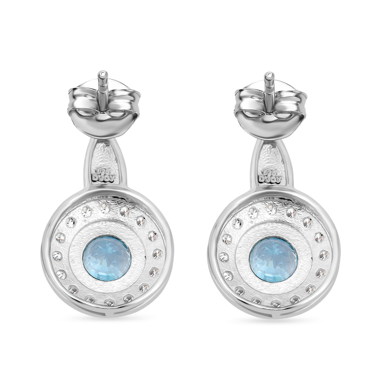 D'Joy AA Blauer Zirkon, Weißer Zirkon Ohrringe 925 Silber rhodiniert ca. 2.28 ct