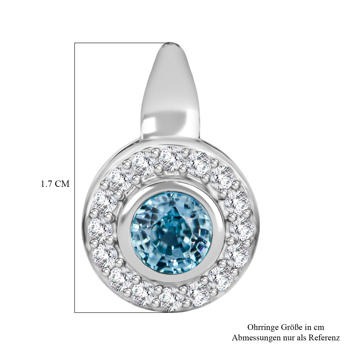 D'Joy AA Blauer Zirkon, Weißer Zirkon Ohrringe 925 Silber rhodiniert ca. 2.28 ct