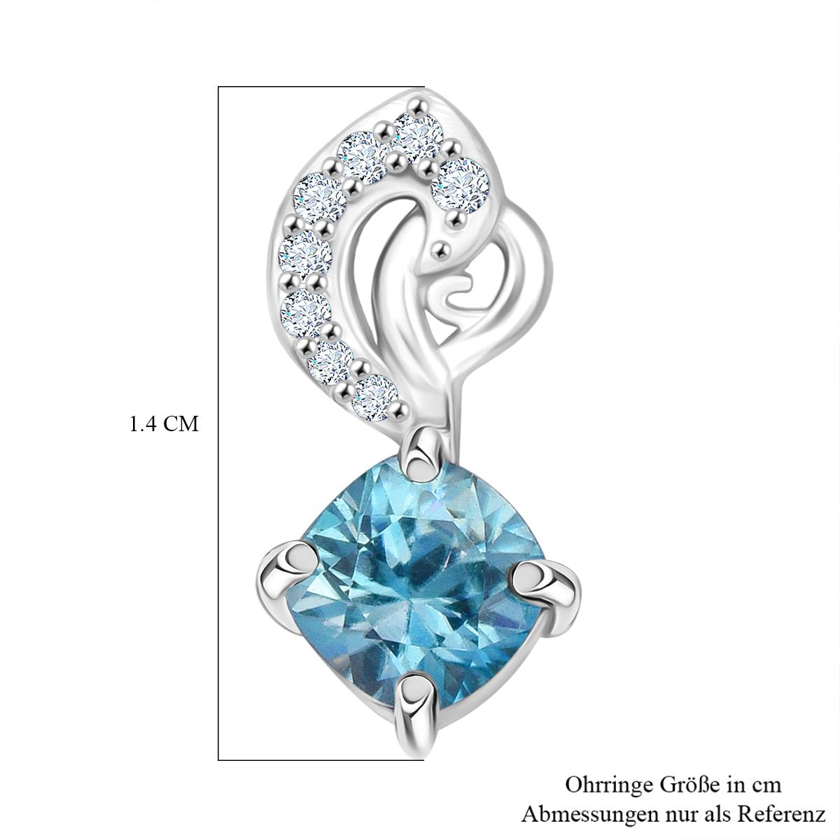 D'Joy AA Blauer Zirkon, Weißer Zirkon Ohrringe 925 Silber rhodiniert ca. 1.84 ct