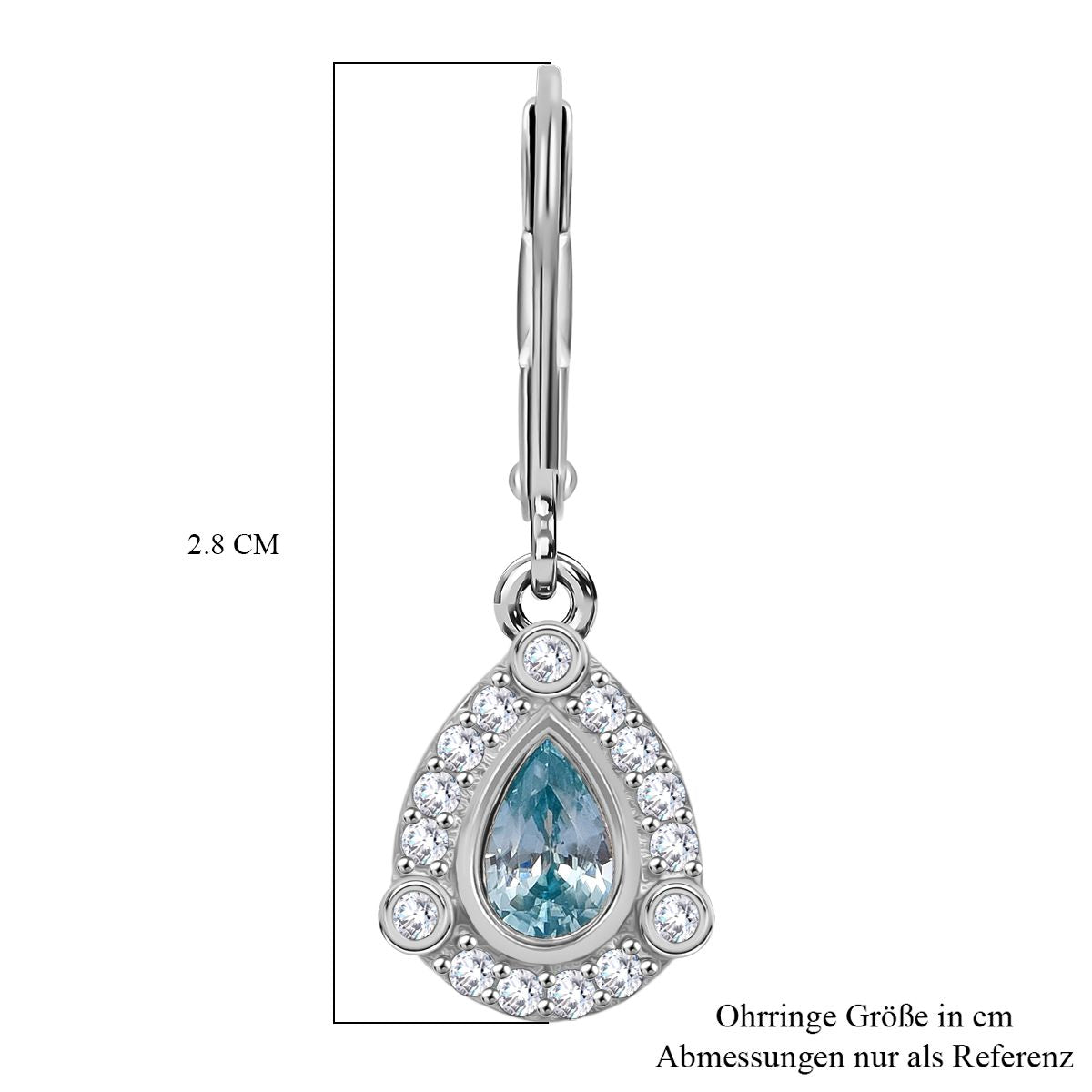 D'Joy Blauer Zirkon, Weißer Zirkon Ohrringe 925 Silber rhodiniert ca. 1.89 ct