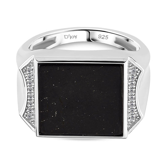 D'Joy Shungit, Weißer Topas Ring 925 Silber rhodiniert (Größe 17.00) ca. 6.58 ct