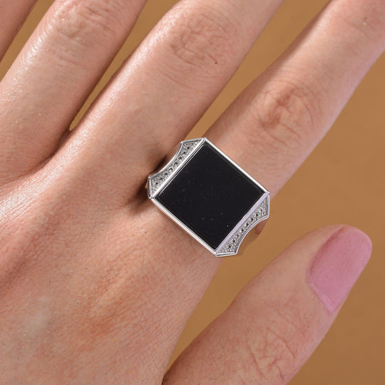 D'Joy Shungit, Weißer Topas Ring 925 Silber rhodiniert (Größe 17.00) ca. 6.58 ct