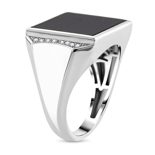 D'Joy Shungit, Weißer Topas Ring 925 Silber rhodiniert (Größe 17.00) ca. 6.58 ct
