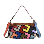 Chaos by Elsie Echtleder Crossbody mit RFID, Matt geprägtes Multicolor Design, 32 x 12.5 x 22 cm, Mehrfarbig