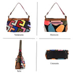 Chaos by Elsie Echtleder Crossbody mit RFID, Matt geprägtes Multicolor Design, 32 x 12.5 x 22 cm, Mehrfarbig