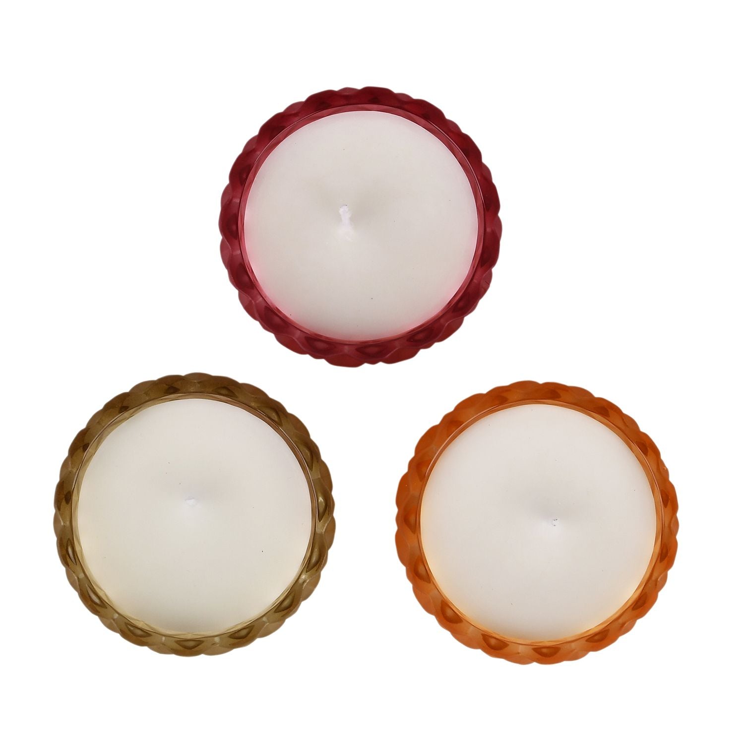 3er Set - Duftkerze Glass, je 50gr - 15 Std. Brenndauer - 3 ml Ätherische Öl, Erdbeere, Französischer Kaffee, Pfirsichblütenhonig