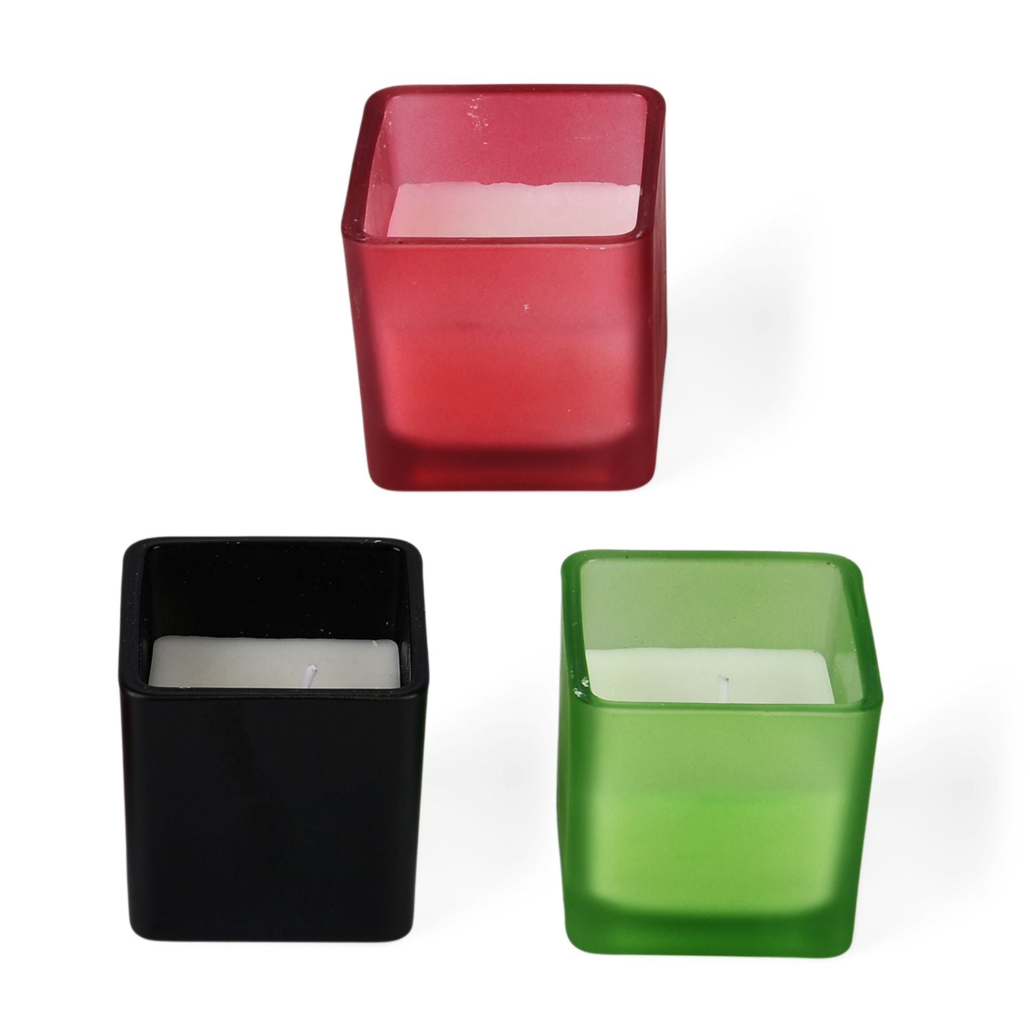 "Scented candles with bamboo base Color: Green + Black + Burgundy Squre glass jar size: 6*6cm Aroma: Coconut vanilla + mint + strawberry berries 5% perfume Paraffin Wax weight: 85g Burning time: Approximately 15 hours  ????? ??:??+??+??? ?????:6*6cm ??:??