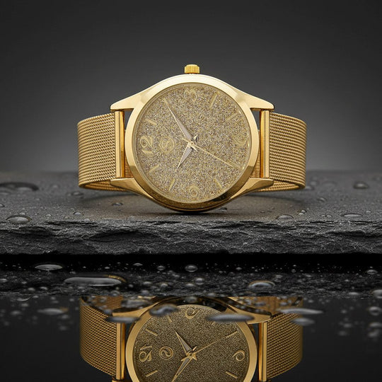 STRADA Stardust Dial Uhr mit japanischem Uhrwerk und roségoldfarbenem 316L Edelstahl -Mesh-Armband