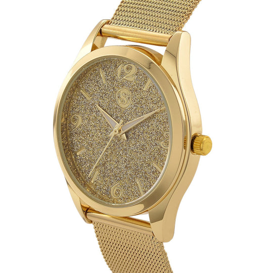 STRADA Stardust Dial Uhr mit japanischem Uhrwerk und roségoldfarbenem 316L Edelstahl -Mesh-Armband