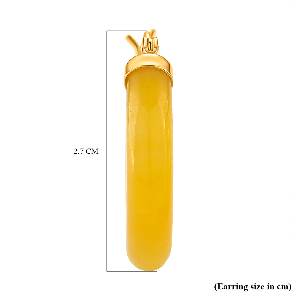 D'Joy Honig Jade Ohrringe 925 Silber Vergoldet ca. 30.00 ct