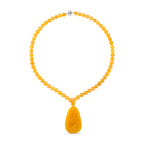 D'Joy Honig Jade Halskette, Flexibles, 925 Silber Vergoldet (10-15 Werktage Lieferzeit) ca. 350.00 ct