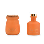 2er Set - Duftkerze 5 x 7 cm und Öl-Diffusor 50 ml mit Stäbchen, Orange & English Pear Freesia