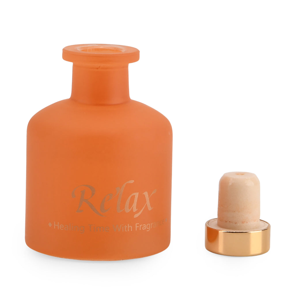 2er Set - Duftkerze 5 x 7 cm und Öl-Diffusor 50 ml mit Stäbchen, Orange & English Pear Freesia