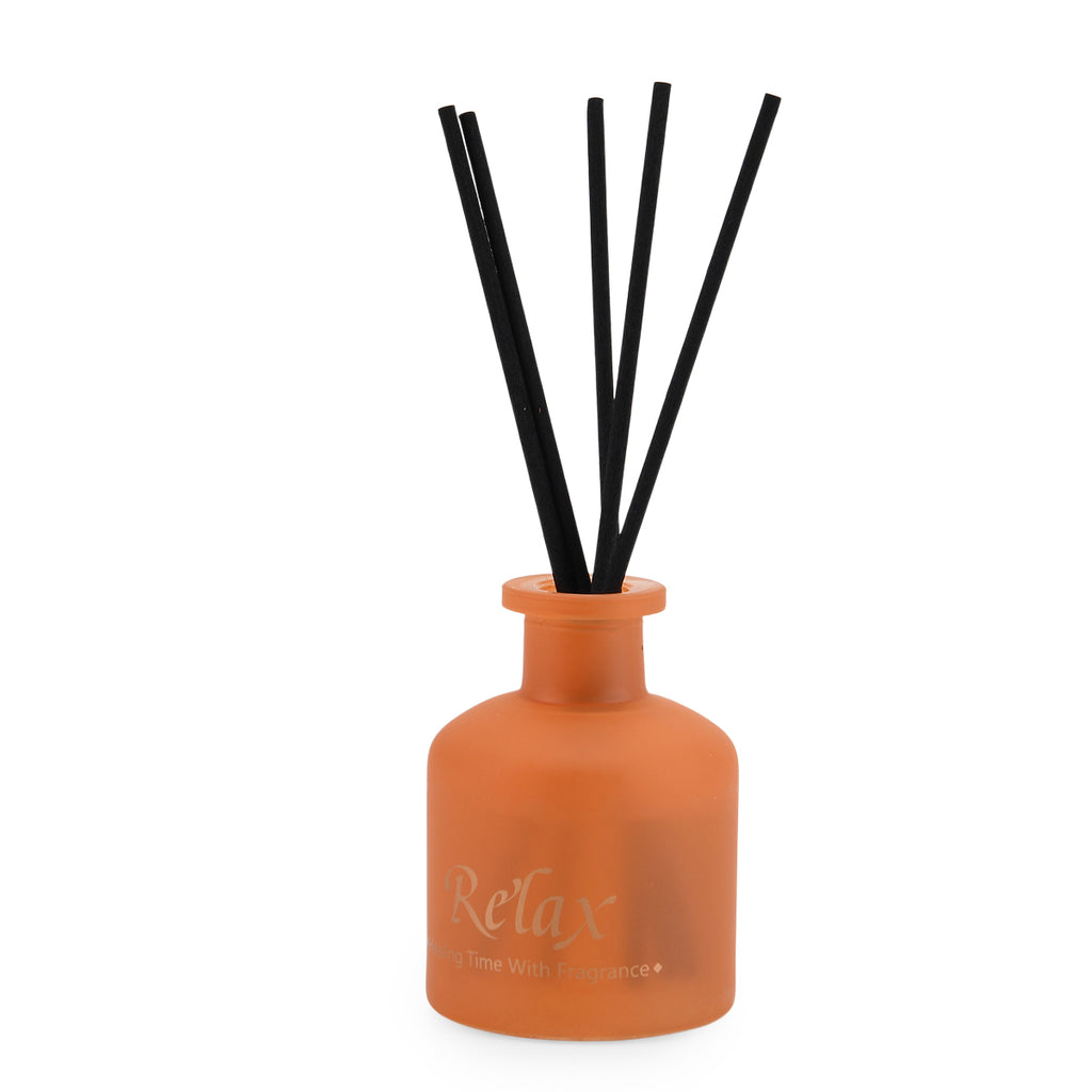 2er Set - Duftkerze 5 x 7 cm und Öl-Diffusor 50 ml mit Stäbchen, Orange & English Pear Freesia