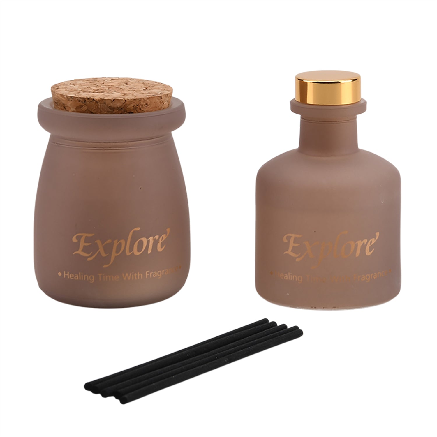 2er Set - Duftkerze 5 x 7 cm und Öl-Diffusor 50 ml mit Stäbchen, Brombeere & Lorbeerblatt