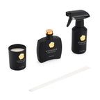 Kerzenset mit Duftstäbchen und Raumspray, Schwarz, 5 % Parfümanteil, Raumspray 100 ml, Duftkerze im Glas mit 100 g Paraffinwachs, Duftnote: English Pear & Freesia