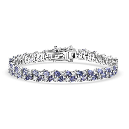 D'Joy Tansanit, Moissanit Armband ca. 18.5 cm 925 Silber rhodiniert ca. 12.24 ct