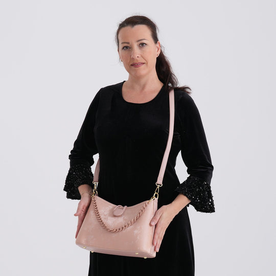 Crossbody Taschen Set 2 teilig mit Reißverschlussfach und Innenfach 30 x 12 x 20 cm Dunkelbraun
