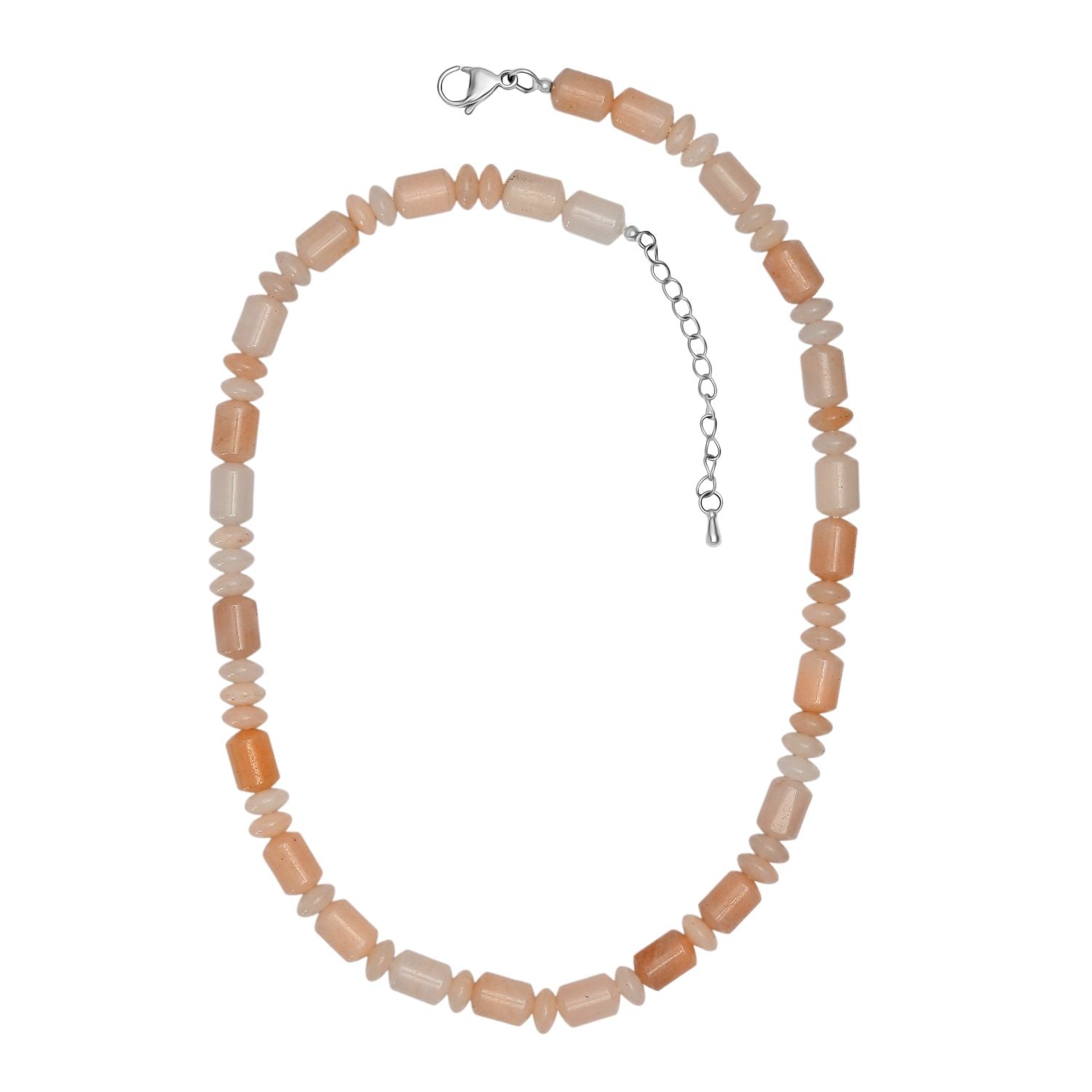 Pfirsich Aventurin Halskette ca. 45 cm 316L Edelstahl ca. 250.00 ct