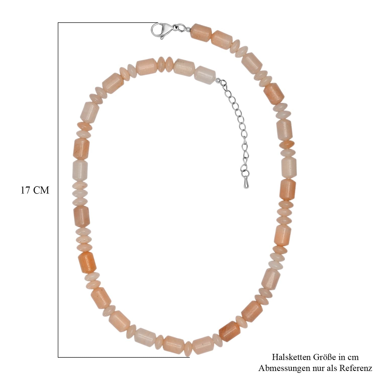Pfirsich Aventurin Halskette ca. 45 cm 316L Edelstahl ca. 250.00 ct