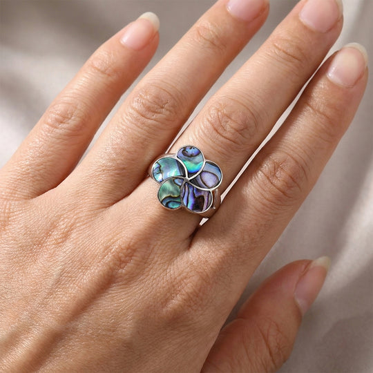 D'Joy Royal Bali Abalone Muschel Ring 925 Silber (Größe 18.00)