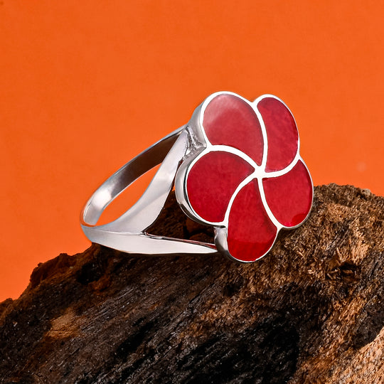 D'Joy Royal Bali Koralle Ring 925 Silber (Größe 16.00)