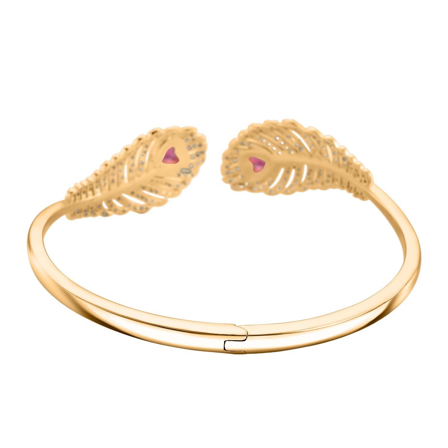 Roter Kristall, Weißer Zirkonia Armreif ca. 19 cm Nickelfreies Messing