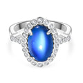 D'Joy Aurora Mondstein, Weißer Zirkon Ring 925 Silber rhodiniert (Größe 20.00) ca. 4,05 ct