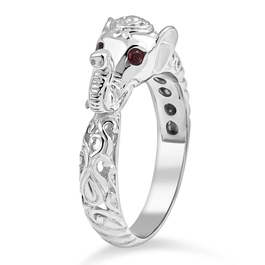 D'Joy Royal Bali Padparadscha Saphir Elefant Ring 925 Silber (Größe 20.00)