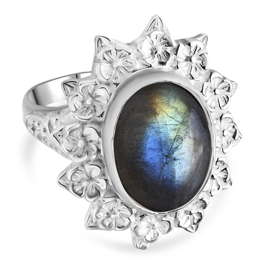 D'Joy AAA Labradorit Ring 925 Silber (Größe 21.00) ca. 6,02 ct