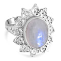 D'Joy Premium Regenbogen Mondstein Ring 925 Silber (Größe 17.00) ca. 6,31 ct