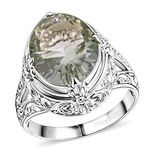 D'Joy AA Prasiolith (16x12mm) Ring 925 Silber (Größe 21.00) ca. 8.70 ct