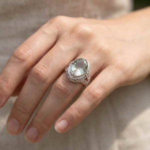 D'Joy AA Prasiolith (16x12mm) Ring 925 Silber (Größe 21.00) ca. 8.70 ct