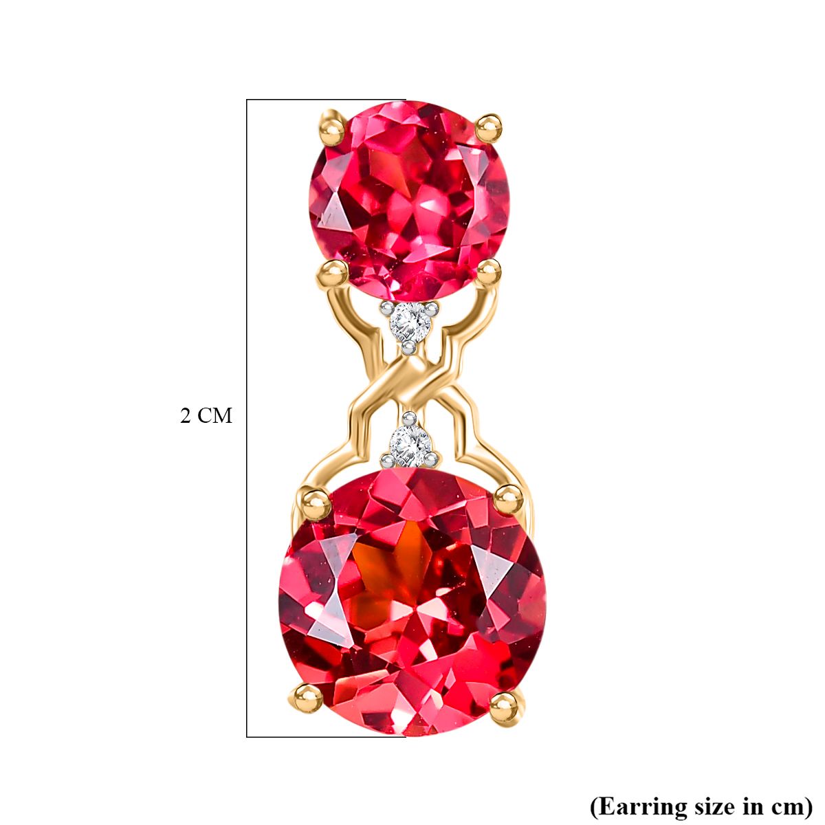 D'joy Lab Grown Padparadscha-Saphir Ohrringe 925 Silber 750 Gelbgold Vermeil ca. 8.28 ct