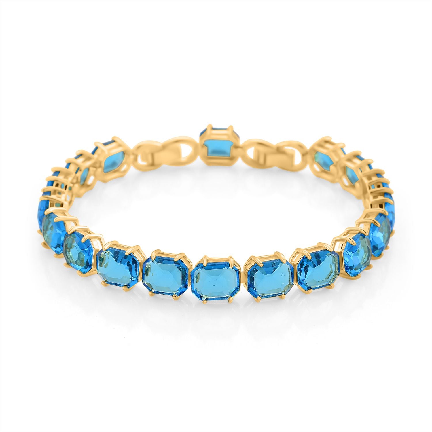 Blaues- Kristall-Armband, ca. 19 cm Nickelfreies Messing