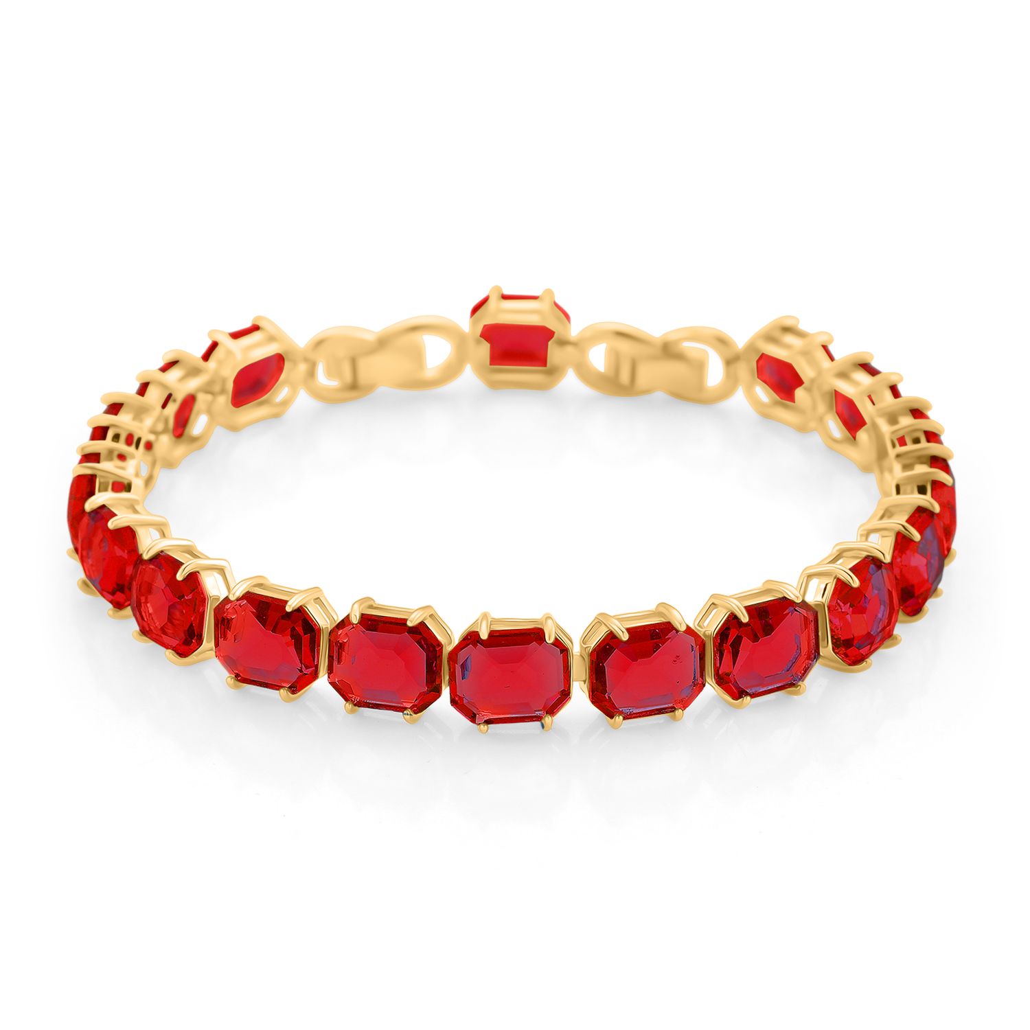 Roter Kristall Armband ca. 19 cm Nickelfreies Messing