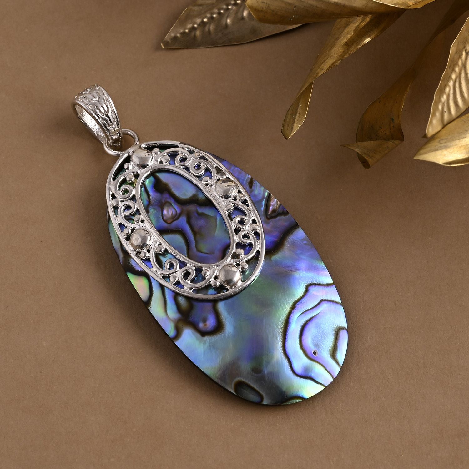 Abalone Muschel Anhänger 925 Silber ca. 0,01 ct.
