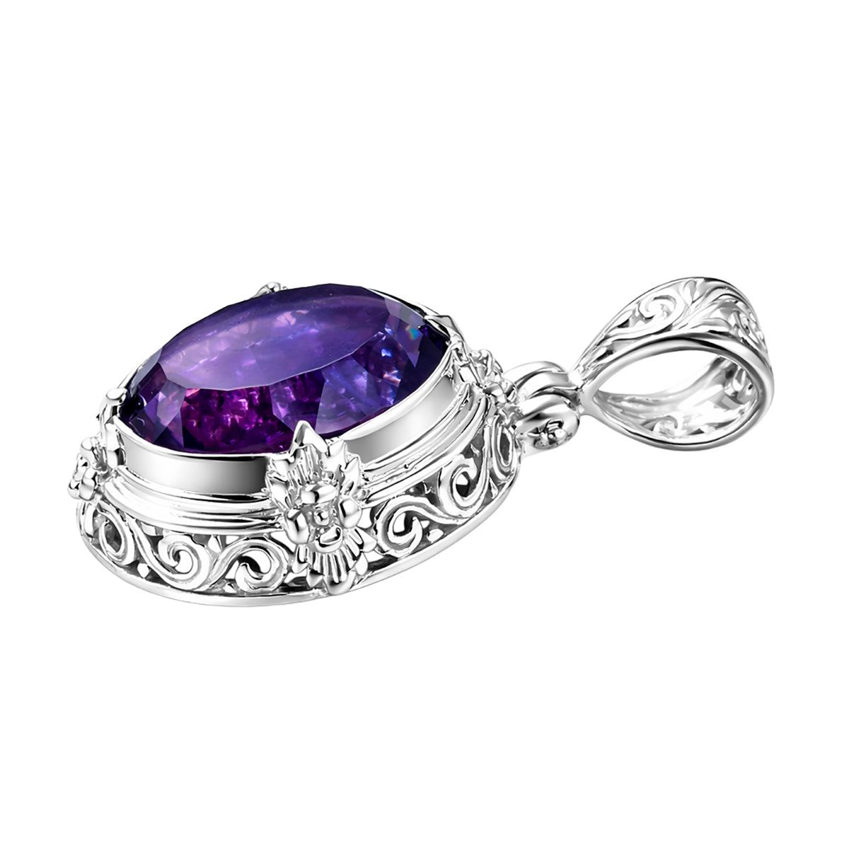 D'Joy AA Afrikanischer Amethyst (16x12mm) Anhänger 925 Silber ca. 9.20 ct