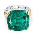D'Joy Smaragd-Quarz Triplette Ring 925 Silber Rhodiniert und 750 Gelbgold Vermeil (Größe 16.00) ca. 28,98 ct
