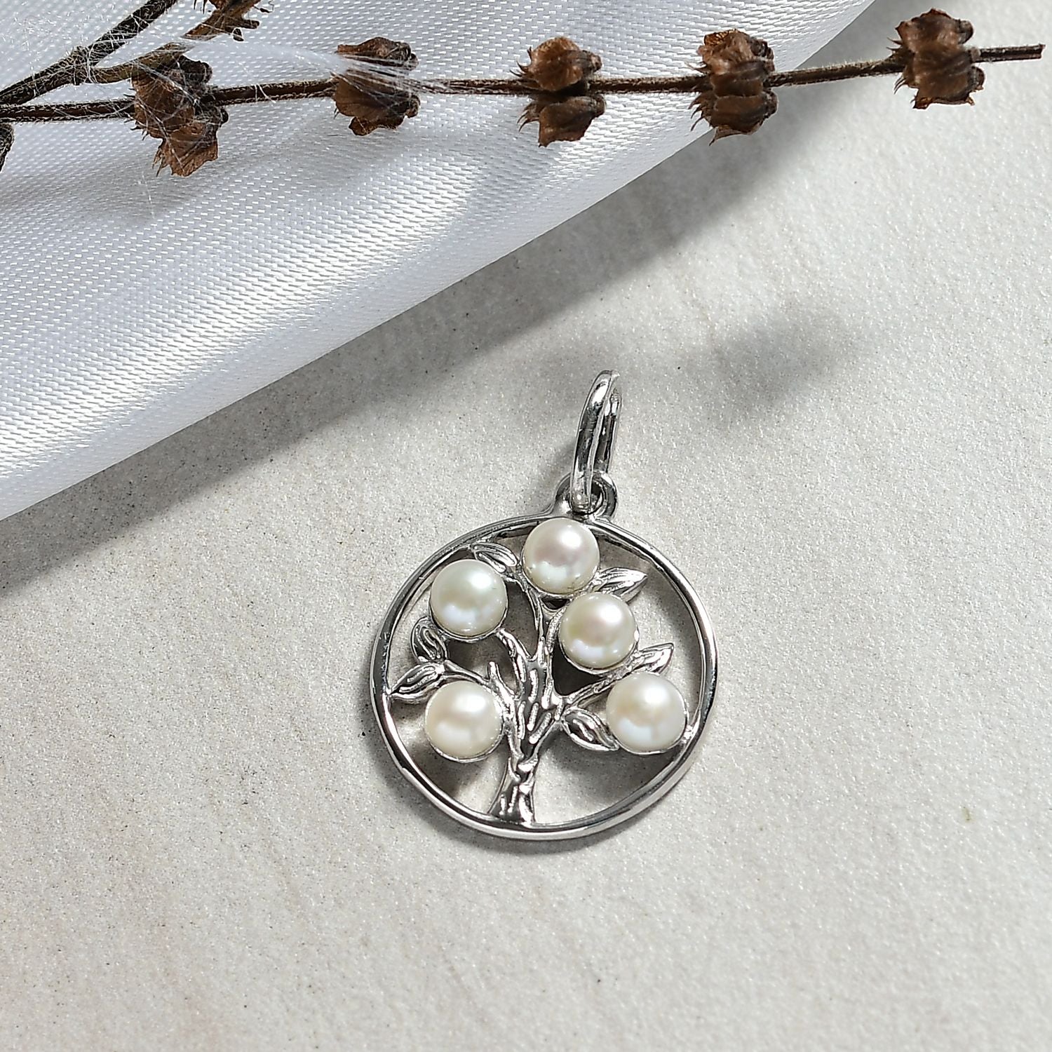 Süßwasser Perle (4-4.5 mm) Anhänger 925 Silber rhodiniert