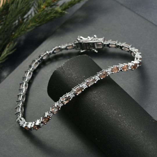 D'Joy AA Andalusit, Weißer Zirkon Armband ca. 19 cm 925 Silber rhodiniert ca. 7,23 ct.