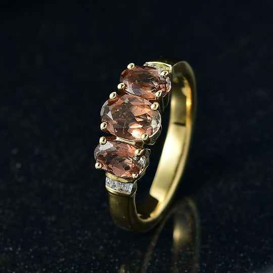 D'Joy AA Andalusit Ring 925 Silber 750 Gelbgold Vermeil (Größe 20.00) ca. 1,70 ct