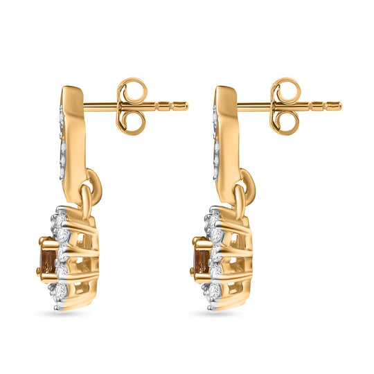 D'Joy AA Andalusit, Weißer Zirkon Ohrringe 925 Silber 750 Gelbgold Vermeil ca. 0.91 ct