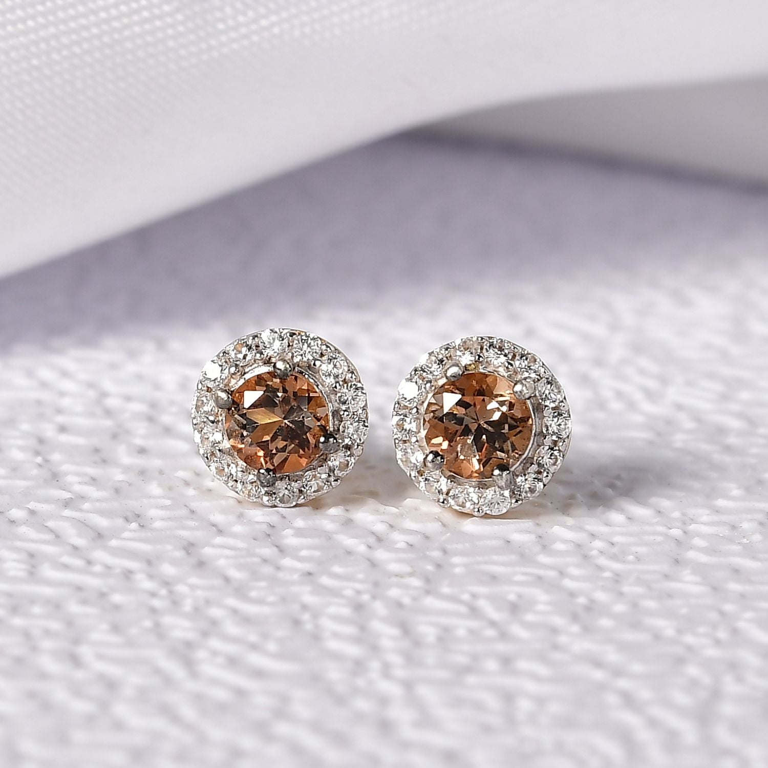 D'Joy AA Andalusit, Weißer Zirkon Ohrringe 925 Silber 750 Gelb Vergoldet ca. 0.89 ct