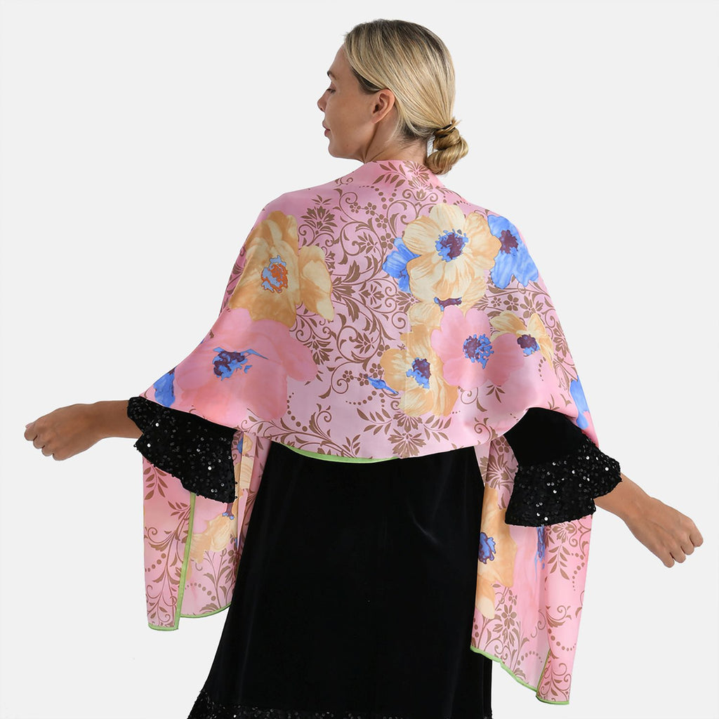 LA MAREY Signature Seidenschal aus 100% Maulbeerseide, 55 x 170 cm, Altrosa