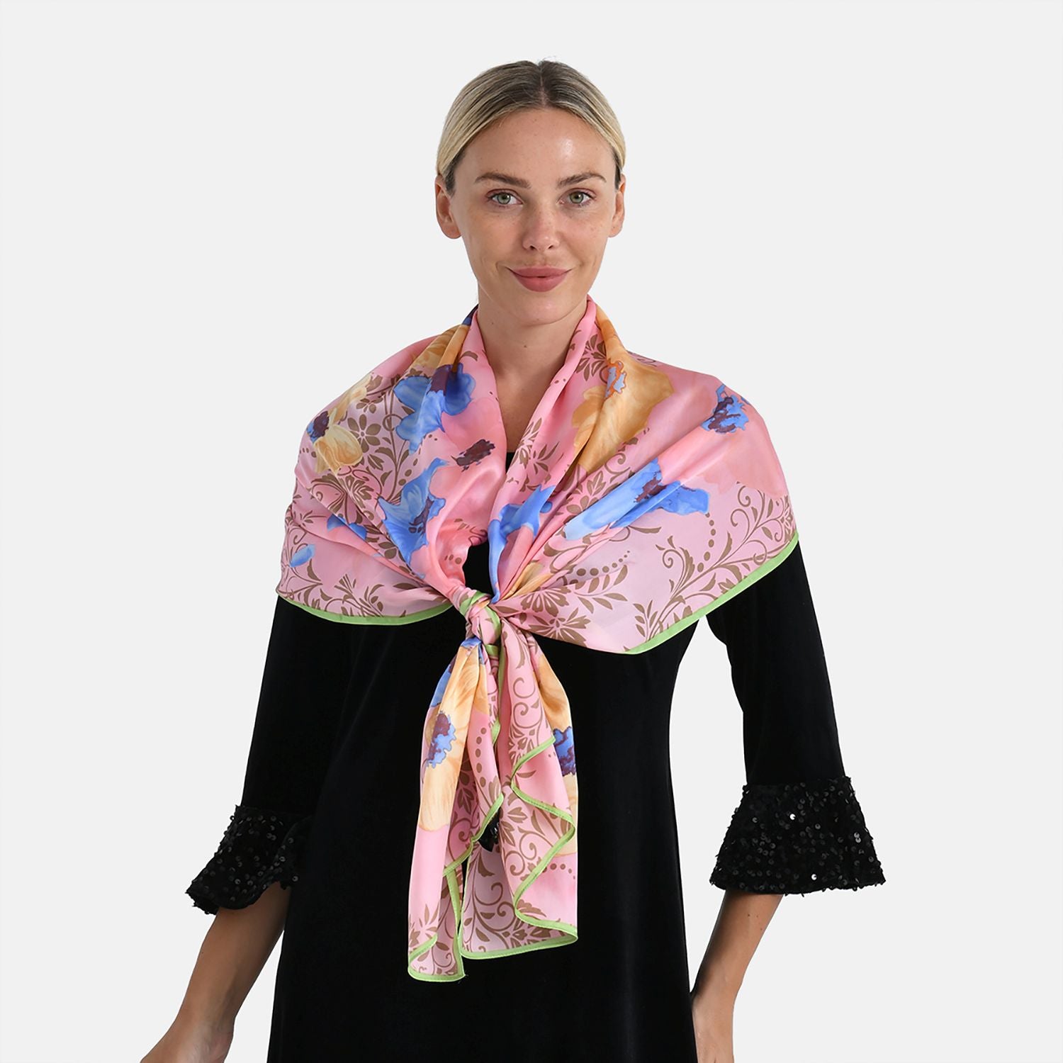 LA MAREY Signature Seidenschal aus 100% Maulbeerseide, 55 x 170 cm, Altrosa