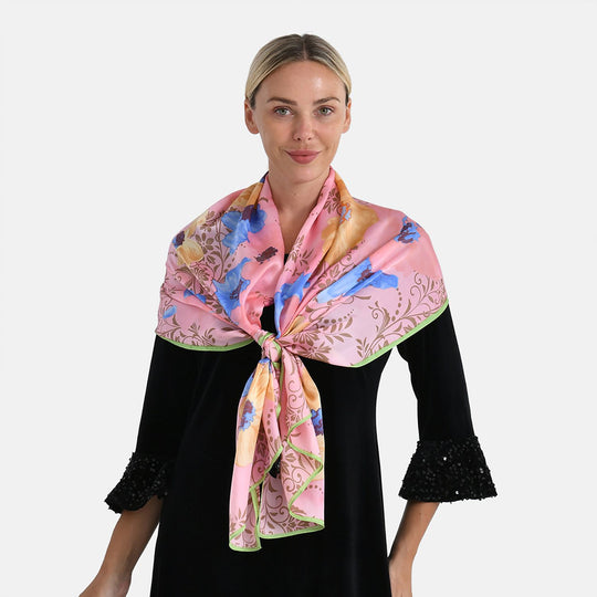 LA MAREY Signature Seidenschal aus 100% Maulbeerseide, 55 x 170 cm, Altrosa