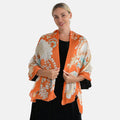 LA MAREY Signature Seidenschal aus 100% Maulbeerseide, 55 x 170 cm, Orange Floral
